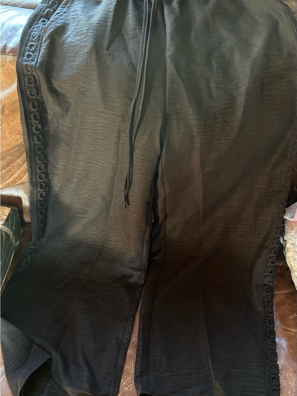 SHEIN Black Wide-Leg Pants with Drawstring Waist